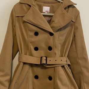 BONGO Pea Coat Tan- Large Warm& Comfy